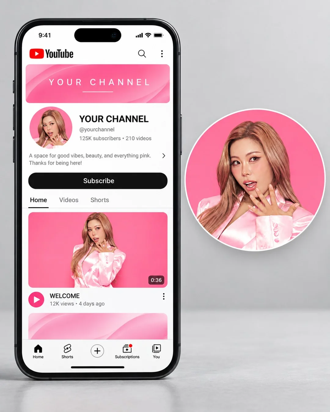 포트레이트를 SNS 프로필에 적용한 목업