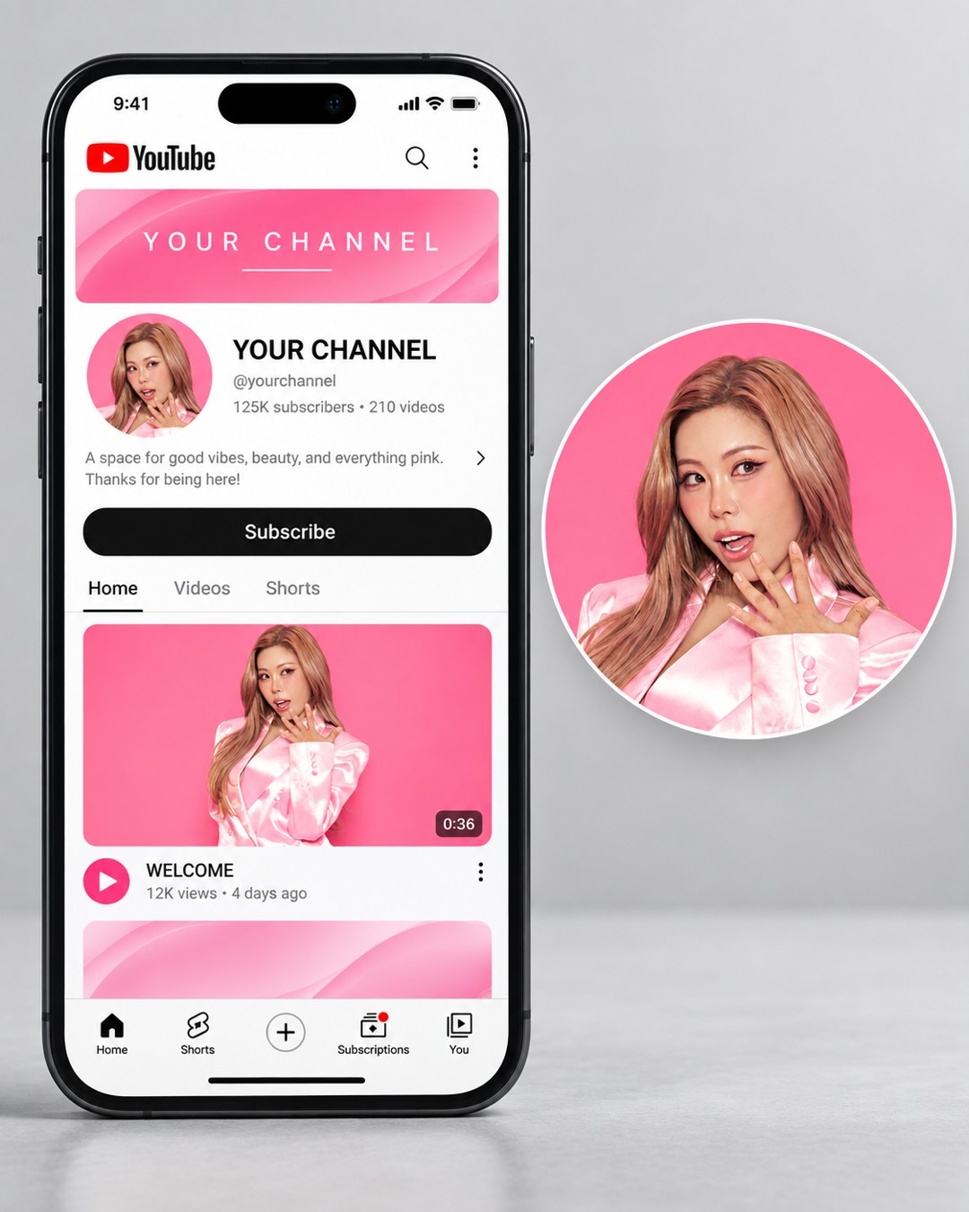 포트레이트를 SNS 프로필에 적용한 목업
